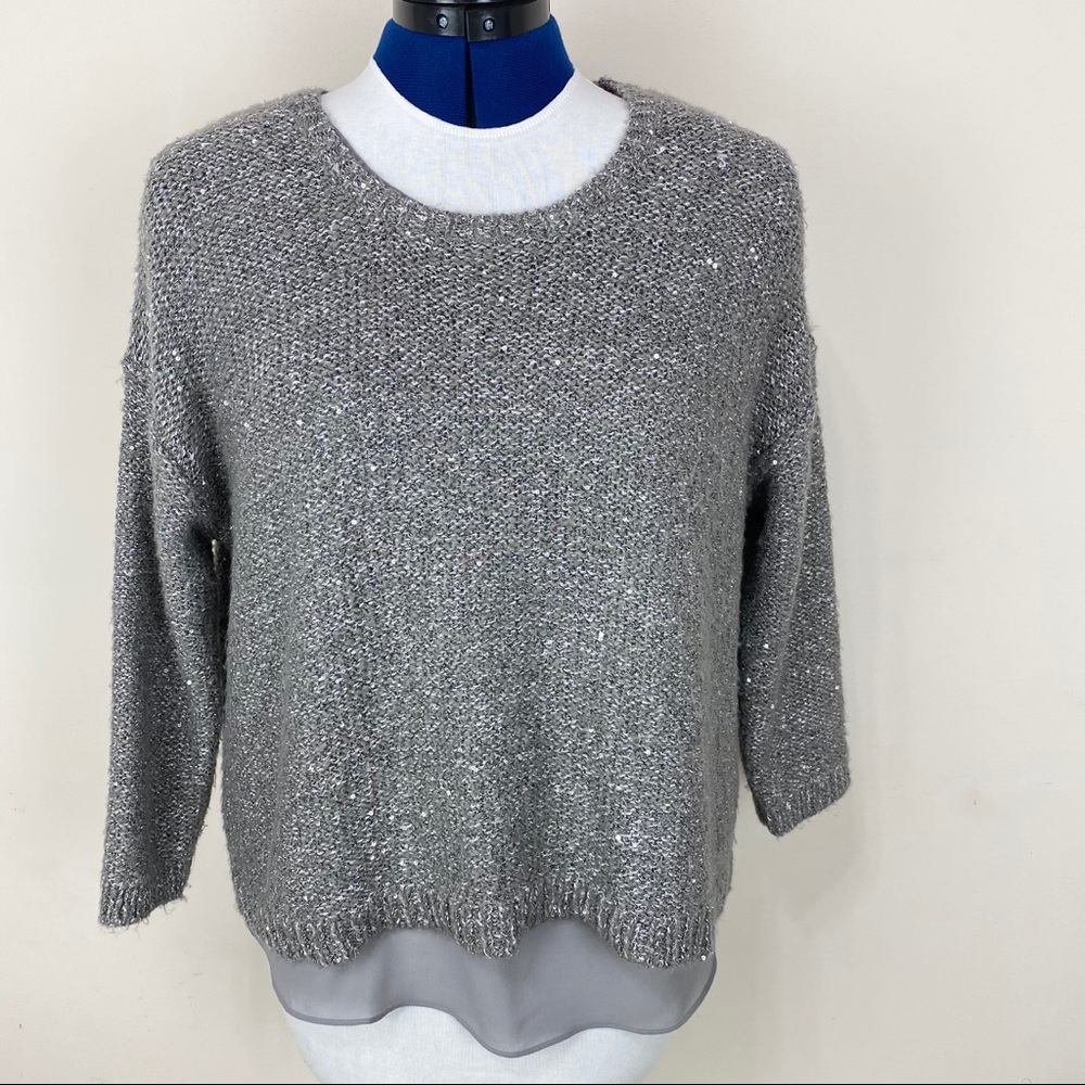 Jennifer Lopez Metallic High Low Sweater Sz Med